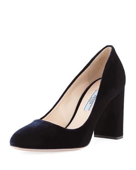 prada velvet heels|Prada block heel pumps.